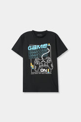 Boys 11-14 Years Black Game On Tee