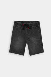Boys Dark Grey Denim Shorts Carpenter Pocket (Knee Length)