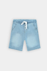 Boys Denim Light Blue Cross Pocket Long Shorts(3 Quarter)