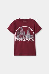 Girls 11-14 Years Maroon HOGWARTS Tee