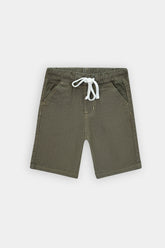 Boys Denim Olive Green Cross Pocket Long Shorts(3 Quarter)