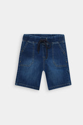 Boys Mid Blue Denim Shorts Carpenter Pocket (Knee Length)