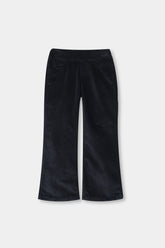 Girls Wide Leg Black Velvet Trouser