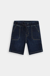 Boys Dark Blue Denim Shorts Carpenter Pocket (Knee Length)