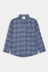 Kids Blue Small Check Casual Shirt