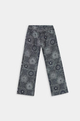 Girls Denim Large Flower Jacquard Trouser