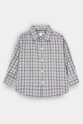 Kids Gray-Black-Purple Check Casual Shirt