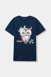 Girls 11-14 Years Blue Owl Tee