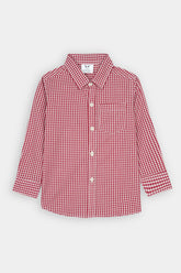 Kids Red-White Check Casual Shirt
