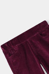 Girls Wide Leg Maroon Velvet Trouser