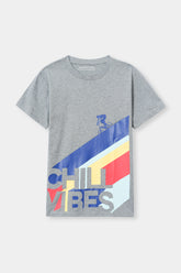 Boys 11-14 Years Chill Vibes  Light Grey Tee