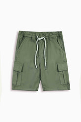 Boy  Olive Green Cotton  Cargo Shorts(Knee Length)