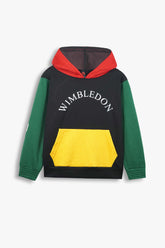 Kids Multi Color ,Wimbledon Block Fleece Hoodie.(Black Green Yellow)