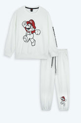 Super Mario Kids Tracksuit – White | 100% Cotton Terry