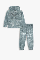Kids Gray Tie-Dye Terry Tracksuit | 100% Cotton | Winter