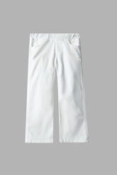 Girls Wide Leg White Velvet Trouser