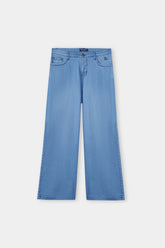 Women Light Blue Wide Leg Pant