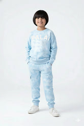 Sky Blue Tie-Dye Terry Tracksuit | 100% Cotton | Cozy Winter Outfit for Kids