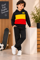 Kids Multi Color ,Block Fleece Hoodie.(Mustard,Black,Red)
