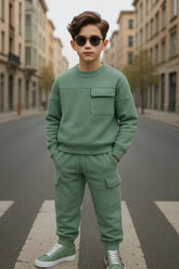 Kids Utility Fleece Tracksuit – Mint Green