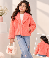 Coral Pink Double-Sided Fur Jacket | Ultra Soft Winter Wear