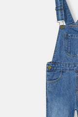 Girls Denim Dungaress  Mid Blue