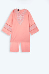 Girls Eastern Wear Cotton golden tilla work shirt with Farshi Trouser