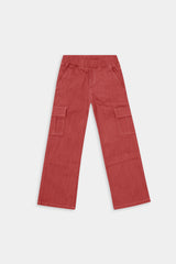 Girls Red  Wide Leg  Six Pocket Trousers