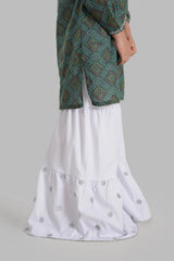 Green & White 2 Pcs Digital Print Lawn