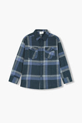 Kids Black Blue  Flannel Casual Shirt