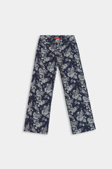 Girls Denim  Medium Flower Jacquard   Trouser