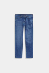 Men Straight Fit Light Blue Pant