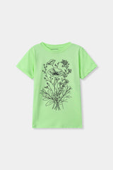 Girls Light Green Flower Tee