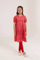 Lawn Red Digital Printed Top