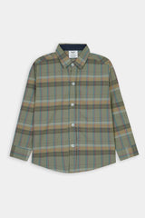 Kids  Green Brown Casual Shirt