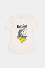 Girls Pink Lining Unicorn A Line Top