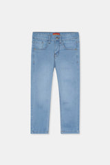 Boys Light Blue Slim Fit Pants