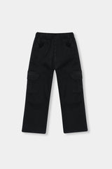 Girls Black Wide Leg Six Pocket Trouser