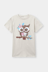 Girls 11-14 Years Stone Owl Tee