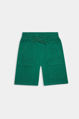 Boys Green Six Pocket Cargo Shorts(Knee Length)
