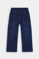 Girls  Dark Blue Wide Leg 6 Pocket Double Carpenter Style