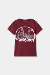 Girls 11-14 Years Maroon HOGWARTS Tee