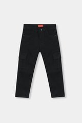 Boys Straight fit Black Six Pocket Pants