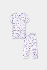 Girls White Butterfly Night Suit