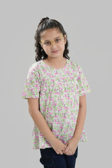 Girls White Swan Top