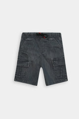 Boys Gray  Six Pocket  Denim Cargo Shorts(Knee Length)