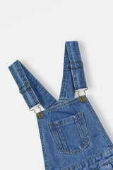 Girls Denim Dungaress  Mid Blue
