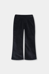 Girls Wide Leg Black Velvet Trouser