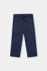 Boys Blue Cotton 6 Pocket Cargo Trouser