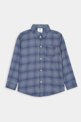 Kids  Blue Small Check Casual Shirt
